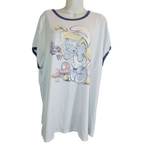 Torrid Smurfs Light Blue Navy Short Sleeve Tee sz 4XL raglan 80s aesthetic